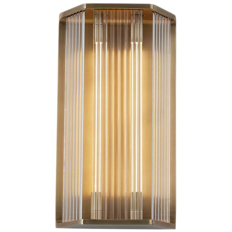 Image 1 Alora Sabre LED 16-in Ribbed Glass/Vintage Brass Wall Vanity