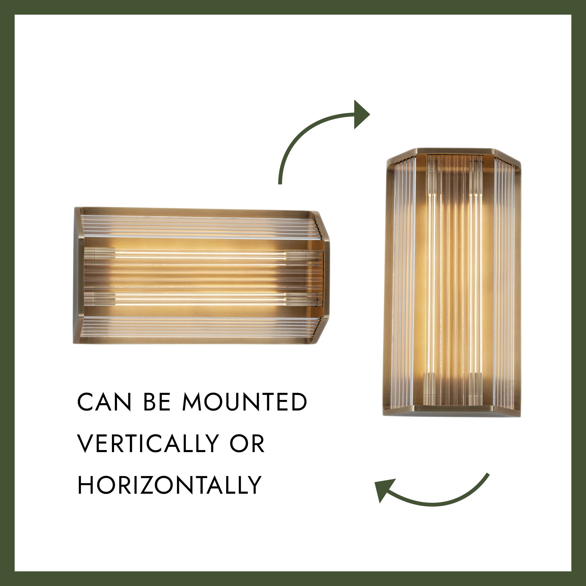 Image 4 Alora Sabre LED 16-in Ribbed Glass/Vintage Brass Wall Vanity more views