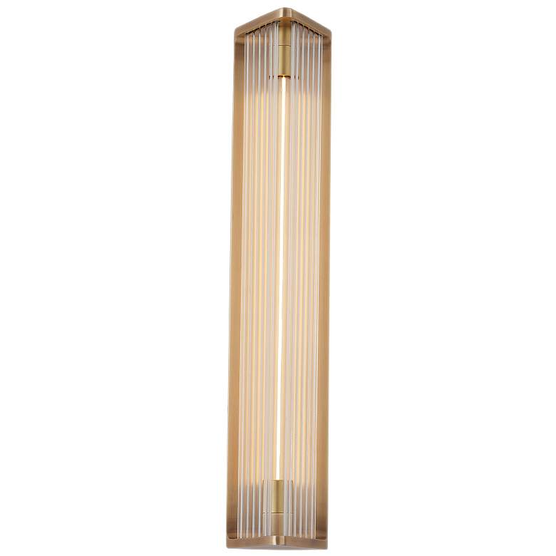 Image 1 Alora Sabre LED 23-in Ribbed Glass/Vintage Brass Wall Vanity