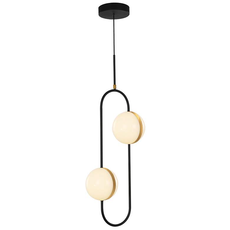 Image 1 Alora Tagliato LED 2 Head Matte Black/Brushed Gold Pendant
