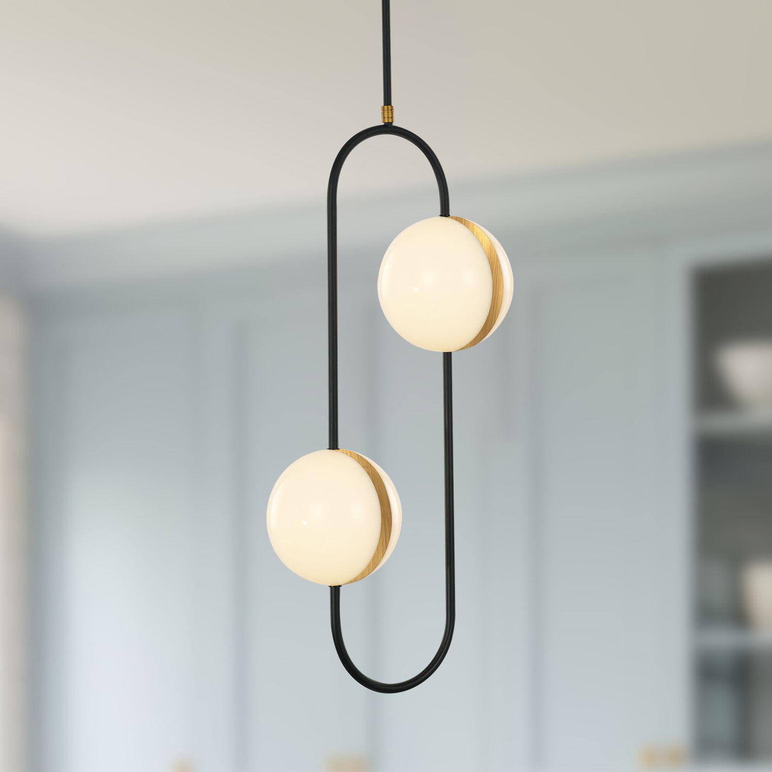 Alora Tagliato LED 2 Head Matte Black/Brushed Gold Pendant