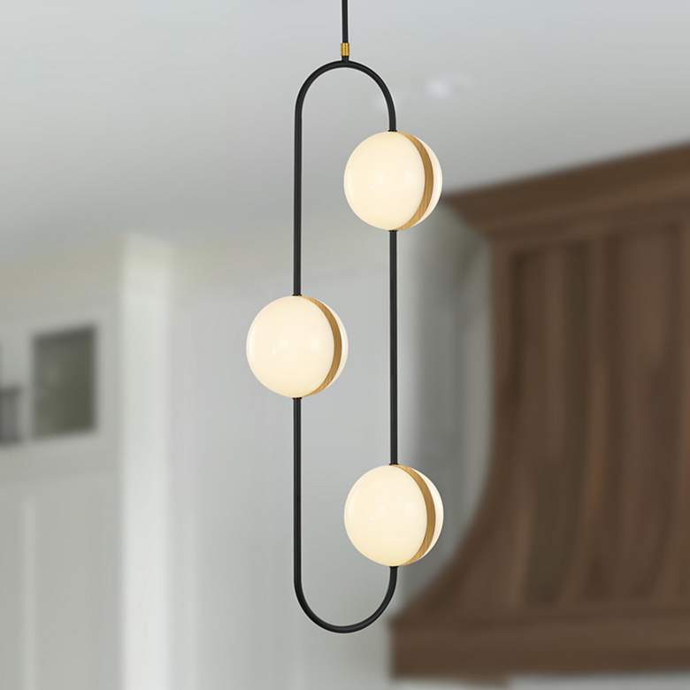 Image 1 Alora Tagliato LED 3 Head Matte Black/Brushed Gold Pendant
