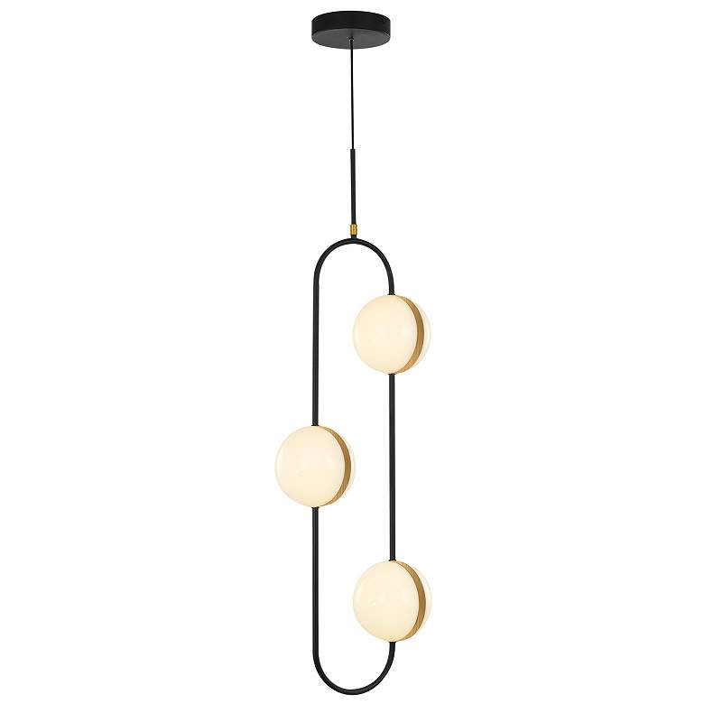 Image 1 Alora Tagliato LED 3 Head Matte Black/Brushed Gold Pendant