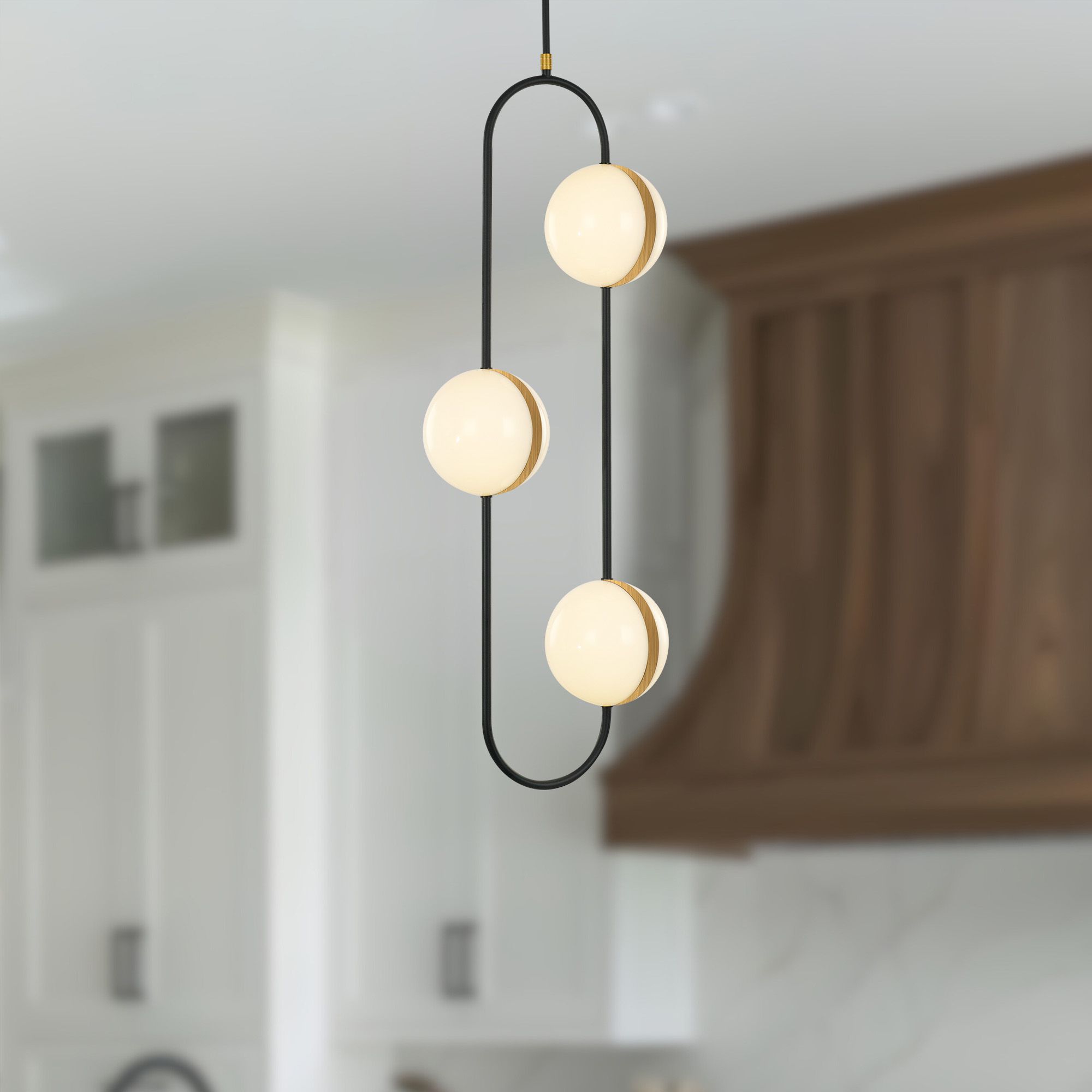 Alora Tagliato LED 3 Head Matte Black/Brushed Gold Pendant