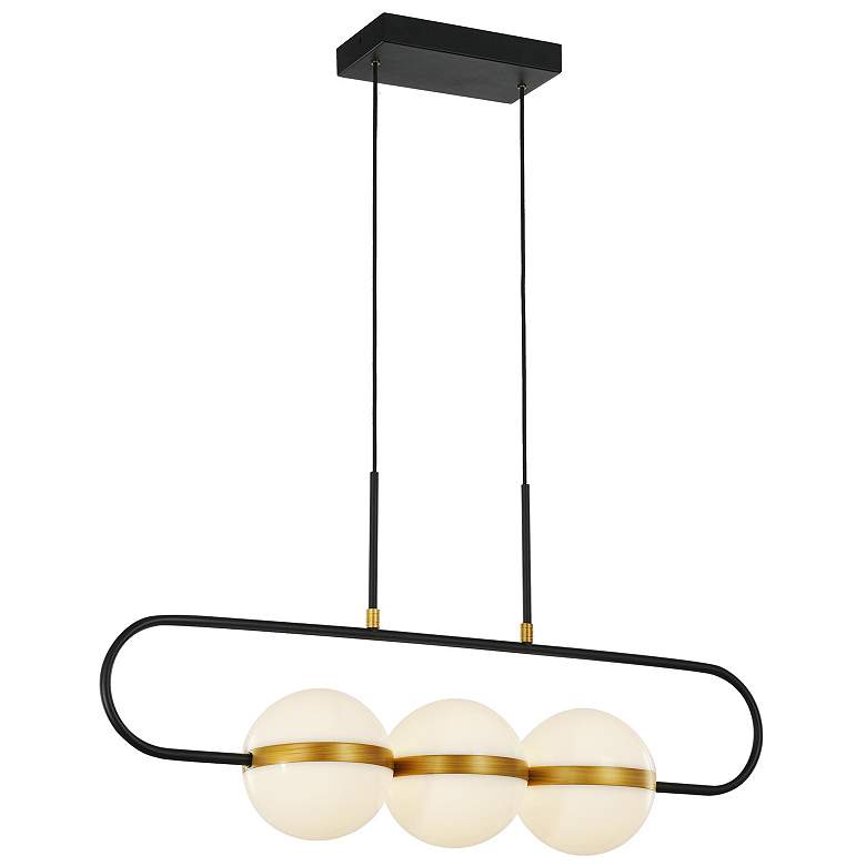 Image 1 Alora Tagliato LED 32-in Matte Black/Brushed Gold Linear Pendant