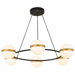 Alora Tagliato LED 36-in Matte Black/Brushed Gold LED Chandeliers