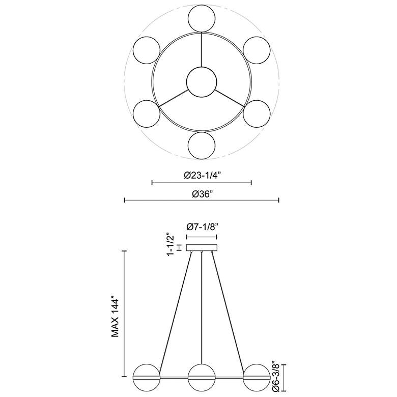 Image 2 Alora Tagliato LED 36-in Matte Black/Brushed Gold LED Chandeliers more views