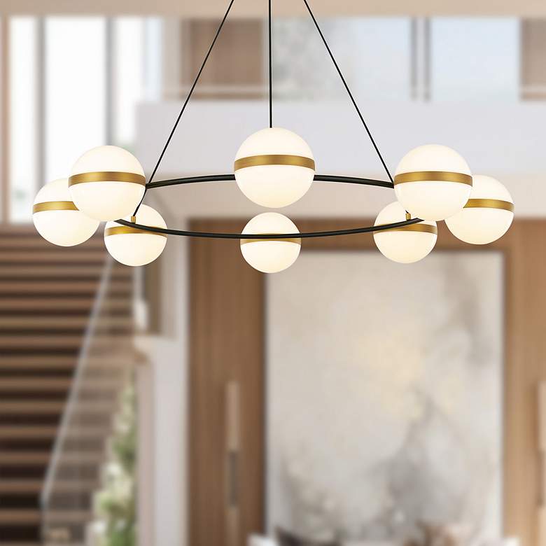 Image 1 Alora Tagliato LED 44-in Matte Black/Brushed Gold LED Chandeliers