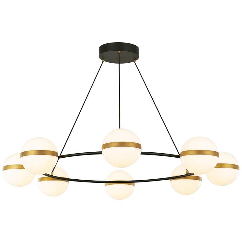 Image 1 Alora Tagliato LED 44-in Matte Black/Brushed Gold LED Chandeliers