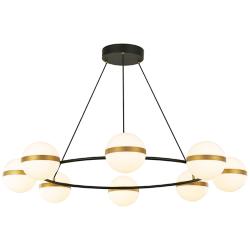 Alora Tagliato LED 44-in Matte Black/Brushed Gold LED Chandeliers