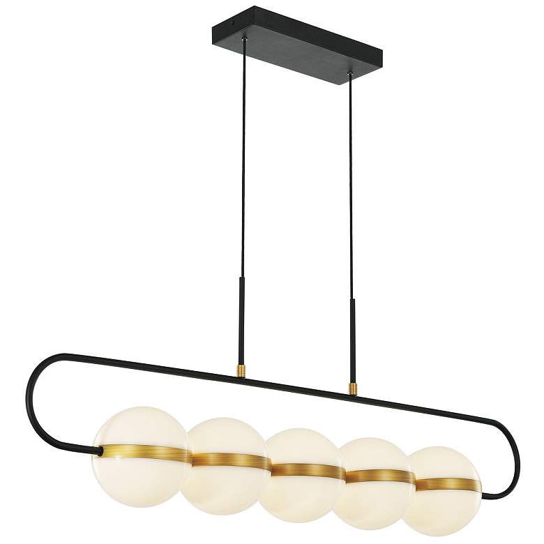Image 1 Alora Tagliato LED 5 Head Matte Black/Brushed Gold Linear Pendant