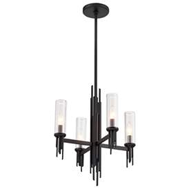 Image1 of Alora Torres E12 18-in Clear Ribbed Glass/Matte Black Chandelier