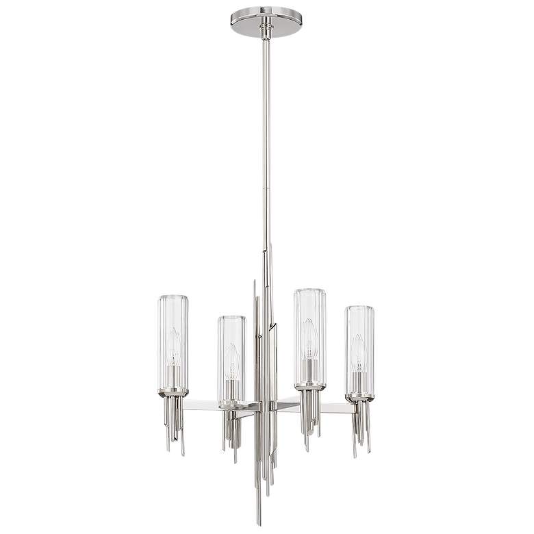 Image 1 Alora Torres E12 18-in Polished Nickel/Ribbed Glass Chandelier
