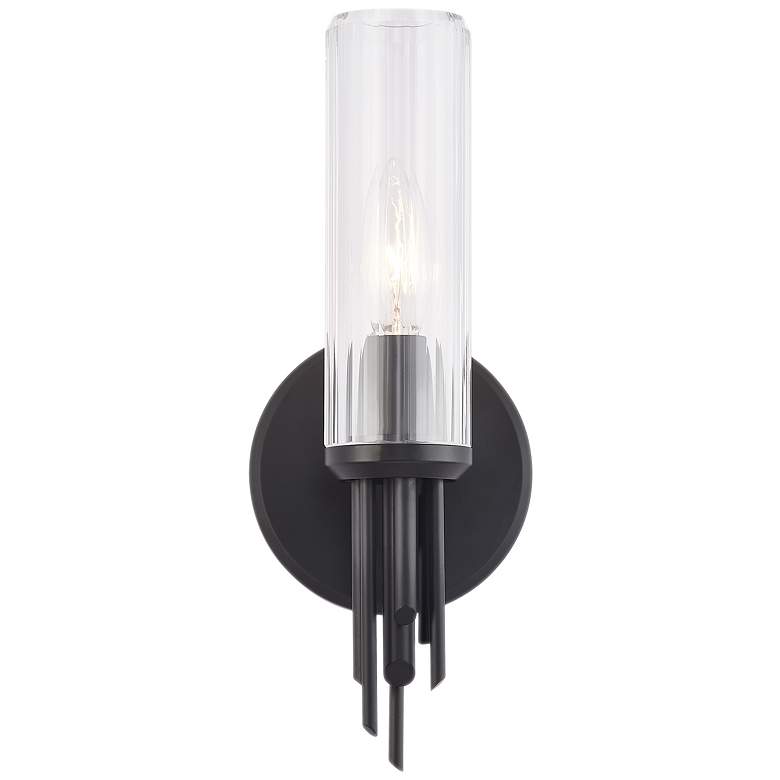 Image 1 Alora Torres E12 3-in Clear Ribbed Glass/Matte Black Wall Vanity