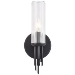 Alora Torres E12 3-in Clear Ribbed Glass/Matte Black Wall Vanity