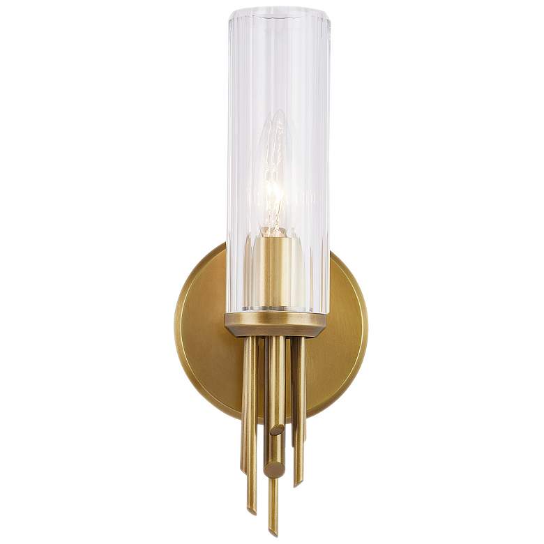 Image 1 Alora Torres E12 3-in Ribbed Glass/Vintage Brass Wall Vanity