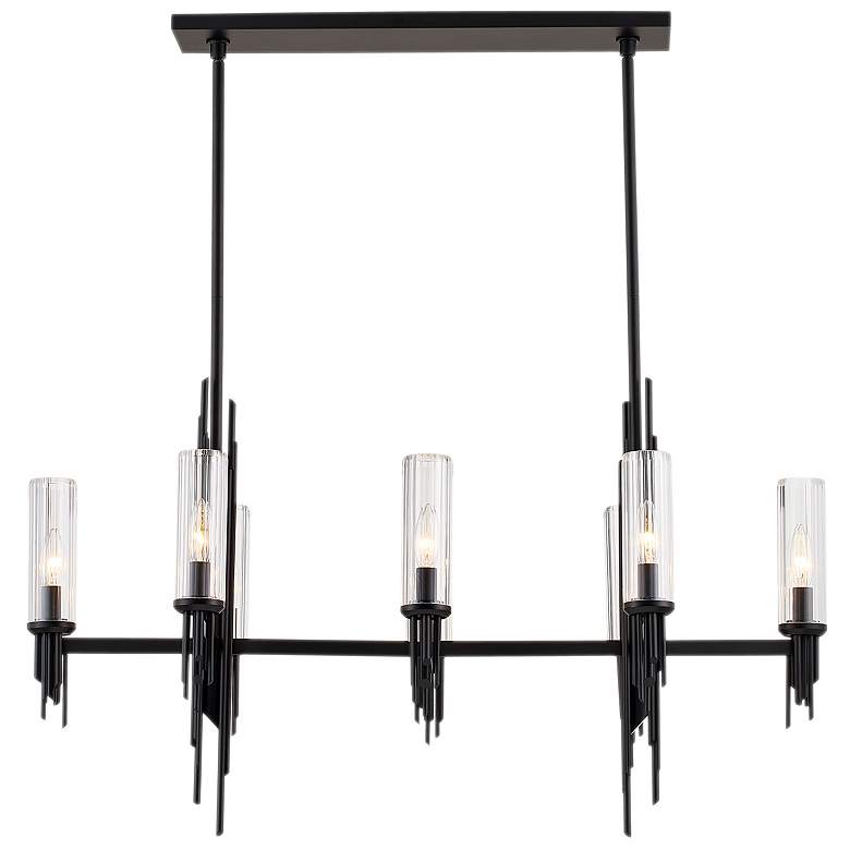 Image 1 Alora Torres E12 38-in Clear Ribbed Glass/Matte Black Linear Pendant