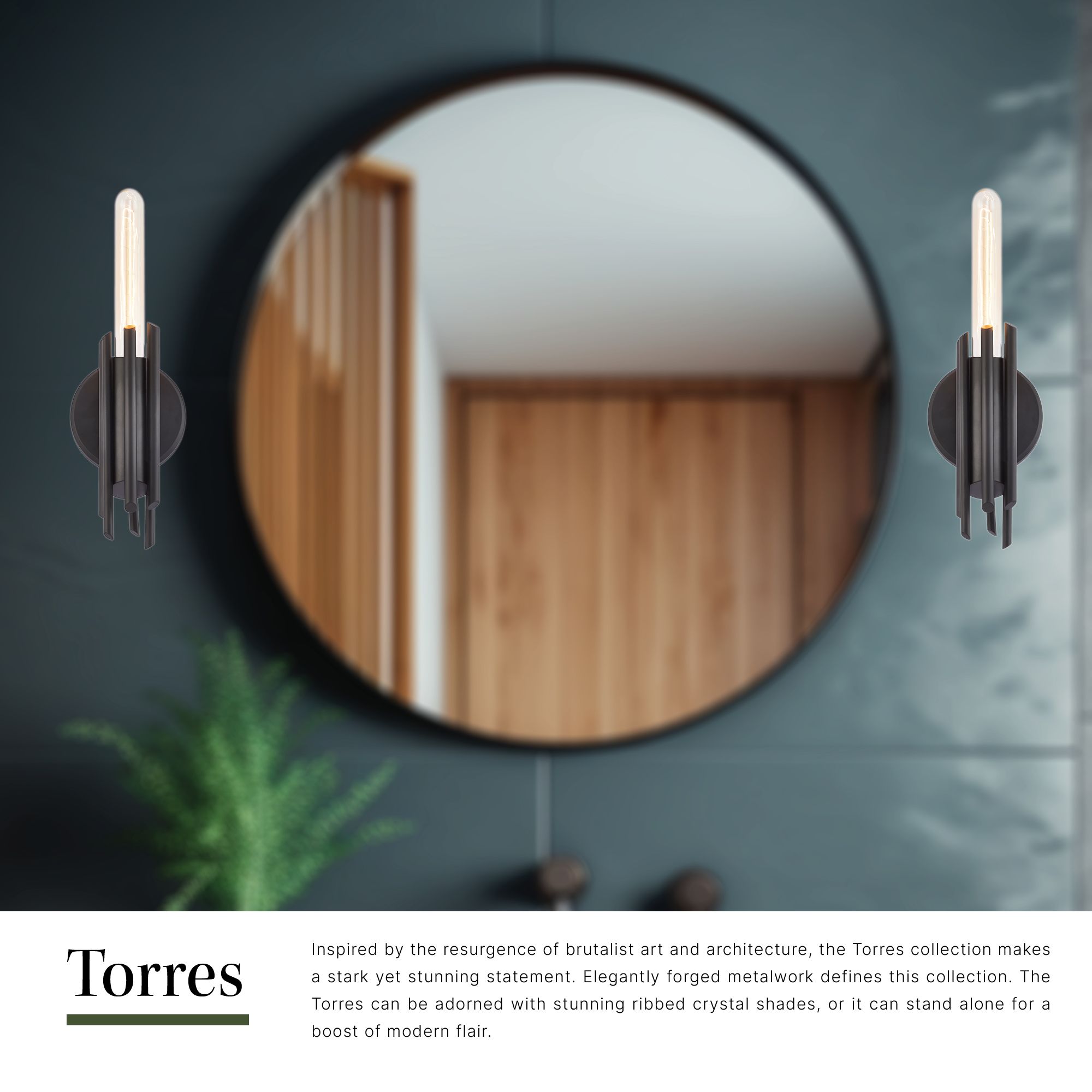 Image 3 Alora Torres E26 9-in Matte Black Wall Vanity more views