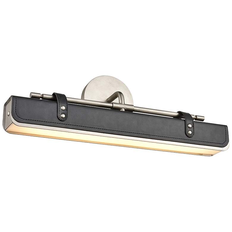 Image 1 Alora Valise LED 20-in Aged Nickel/Tuxedo Leather Wall Vanity