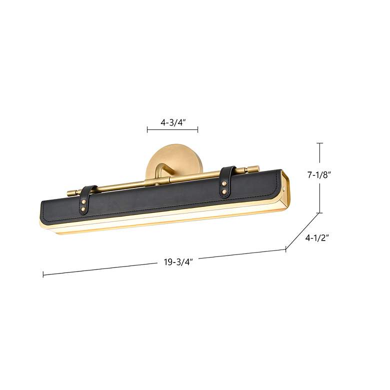 Image 6 Alora Valise LED 20-in Aged Nickel/Tuxedo Leather Wall Vanity more views