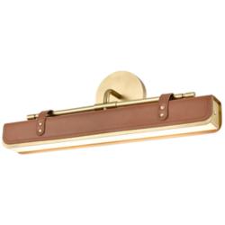 Alora Valise LED 20-in Vintage Brass/Cognac Leather Wall Vanity