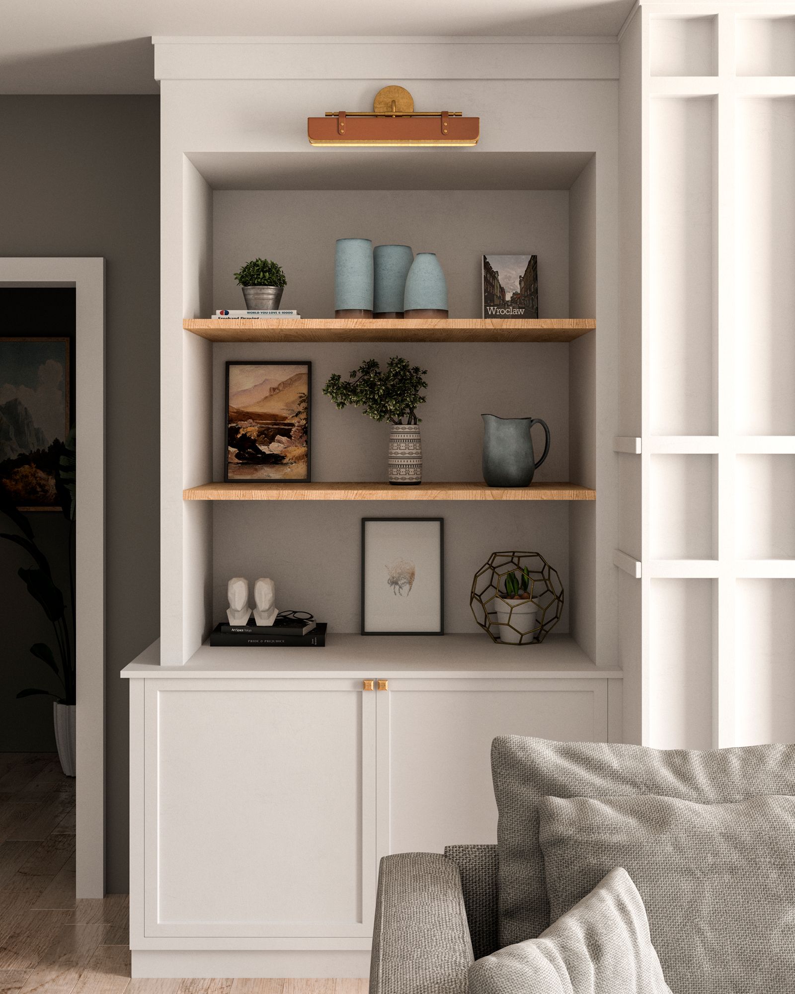 Image 2 Alora Valise LED 20-in Vintage Brass/Cognac Leather Wall Vanity more views