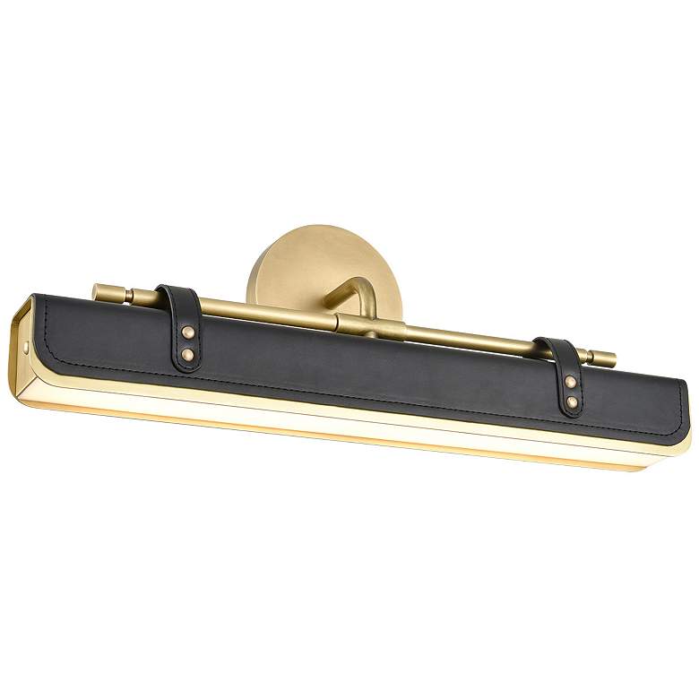 Image 1 Alora Valise LED 20-in Vintage Brass/Tuxedo Leather Wall Vanity