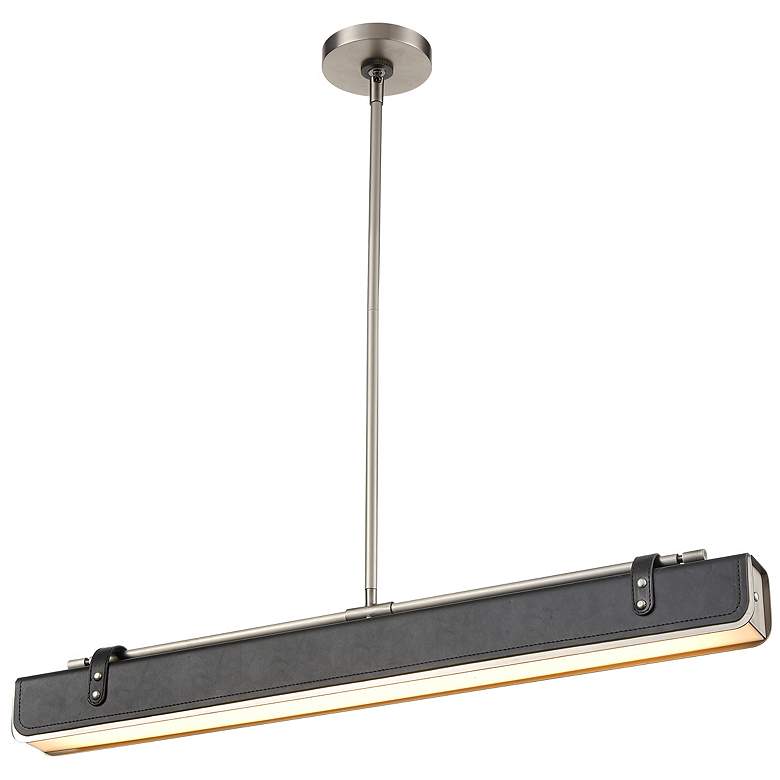 Image 1 Alora Valise LED 31-in Aged Nickel/Tuxedo Leather Pendant