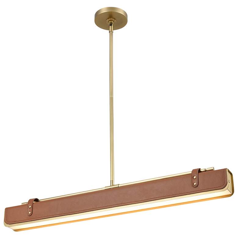 Image 1 Alora Valise LED 31-in Vintage Brass/Cognac Leather Pendant