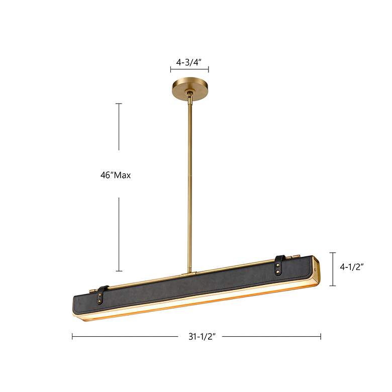 Image 6 Alora Valise LED 31-in Vintage Brass/Cognac Leather Pendant more views