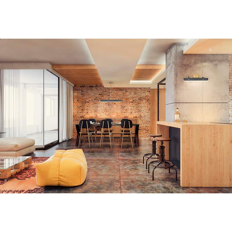 Image 3 Alora Valise LED 31-in Vintage Brass/Tuxedo Leather Pendant more views