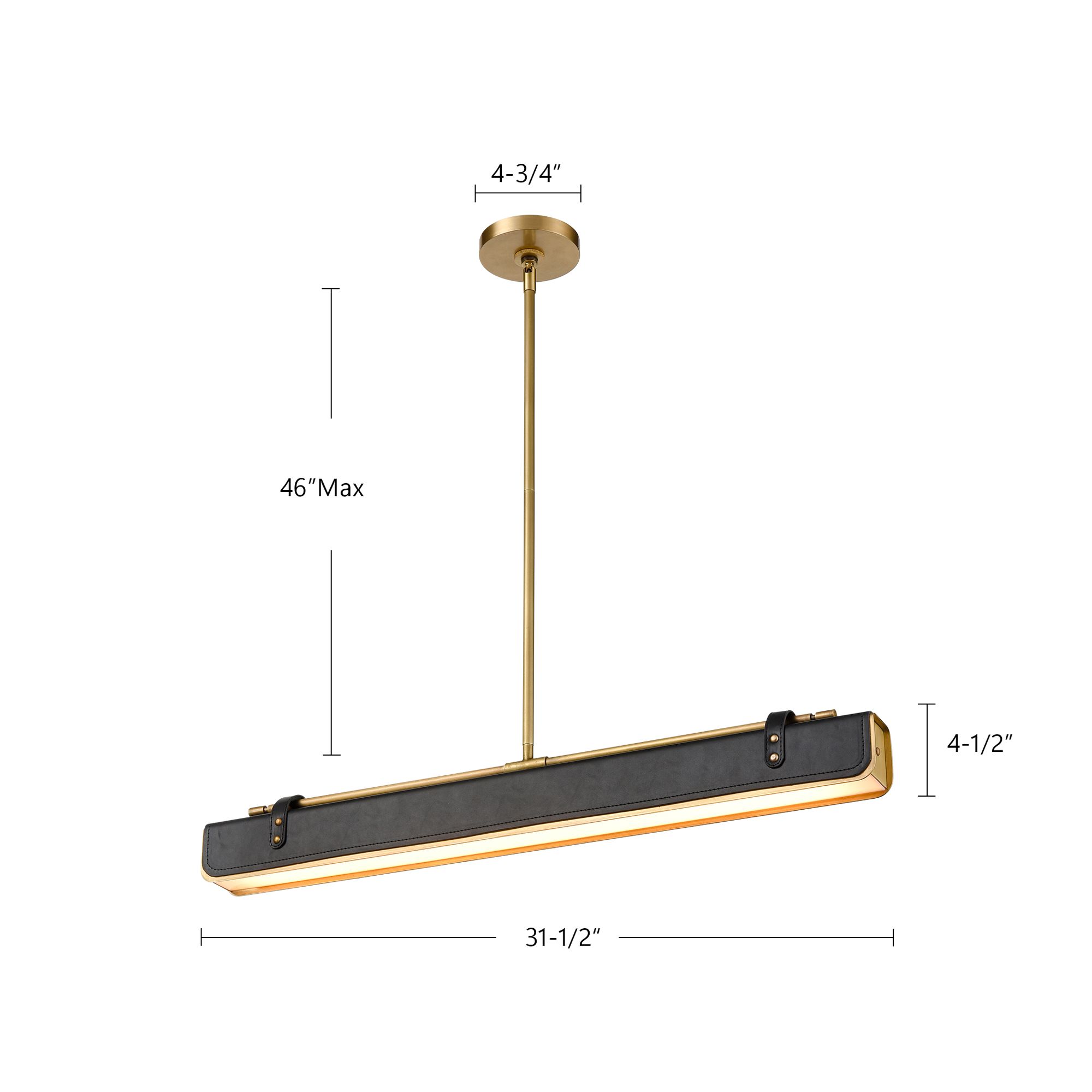 Alora Valise LED 31-in Vintage Brass/Tuxedo Leather Pendant