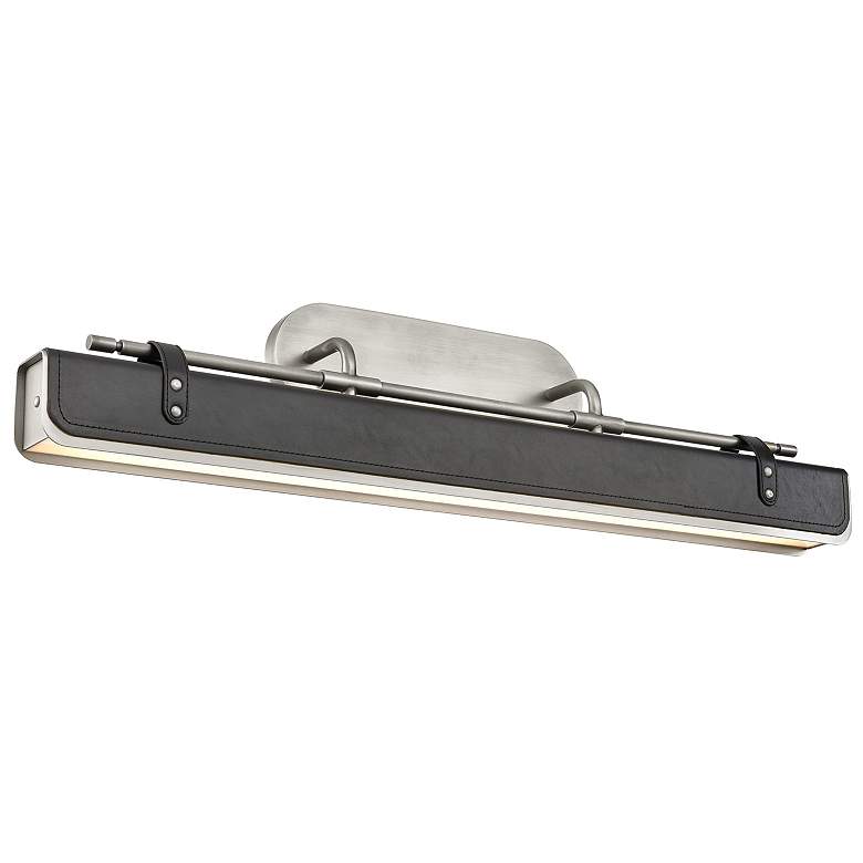 Image 1 Alora Valise LED 32-in Aged Nickel/Tuxedo Leather Wall Vanity