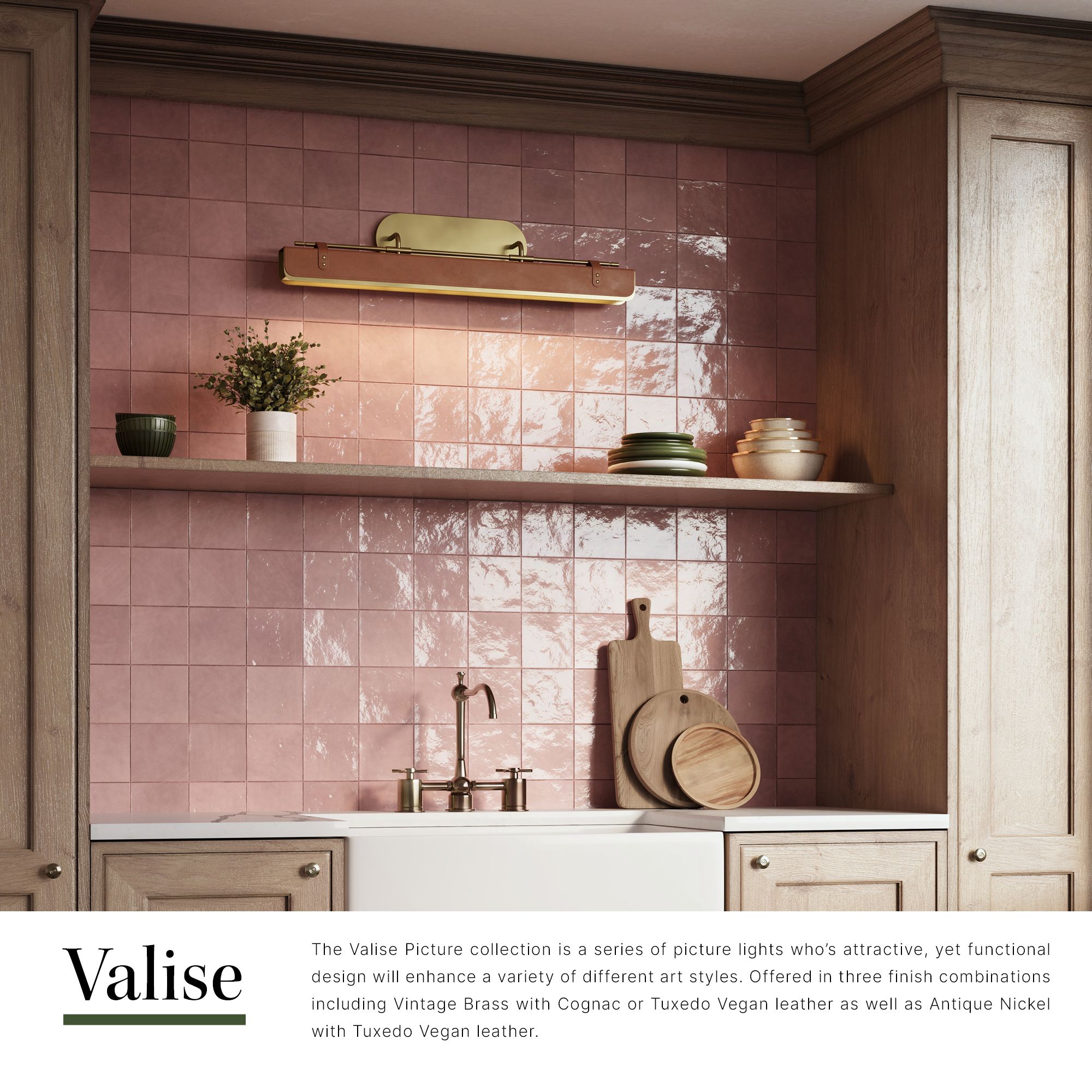 Image 3 Alora Valise LED 32-in Aged Nickel/Tuxedo Leather Wall Vanity more views