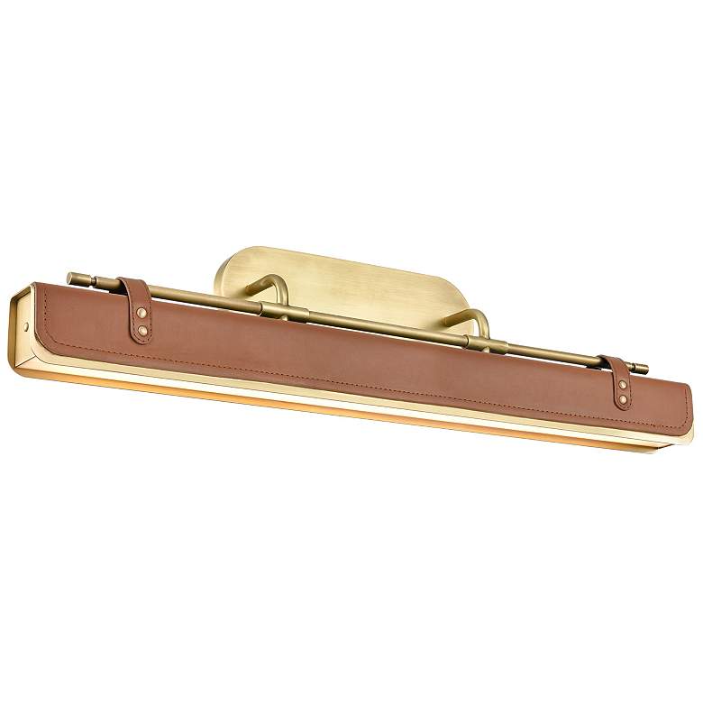 Image 1 Alora Valise LED 32-in Vintage Brass/Cognac Leather Wall Vanity