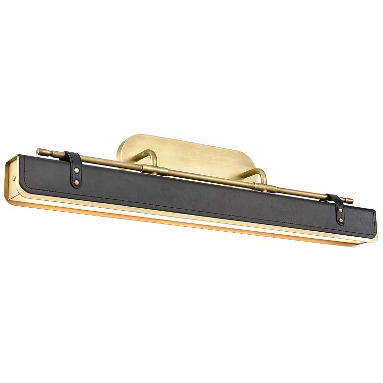 Image 1 Alora Valise LED 32-in Vintage Brass/Tuxedo Leather Wall Vanity