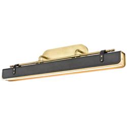 Alora Valise LED 32-in Vintage Brass/Tuxedo Leather Wall Vanity