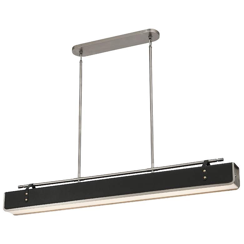 Image 1 Alora Valise LED 60-in Aged Nickel/Tuxedo Leather Pendant