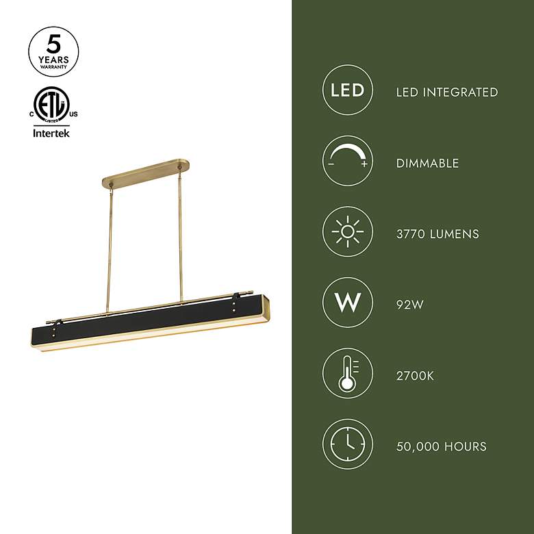 Image 4 Alora Valise LED 60-in Aged Nickel/Tuxedo Leather Pendant more views