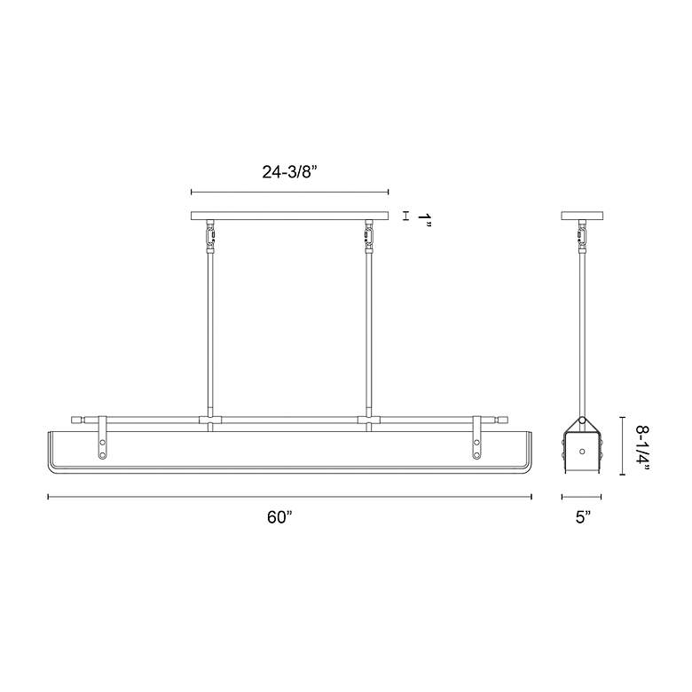 Image 6 Alora Valise LED 60-in Aged Nickel/Tuxedo Leather Pendant more views