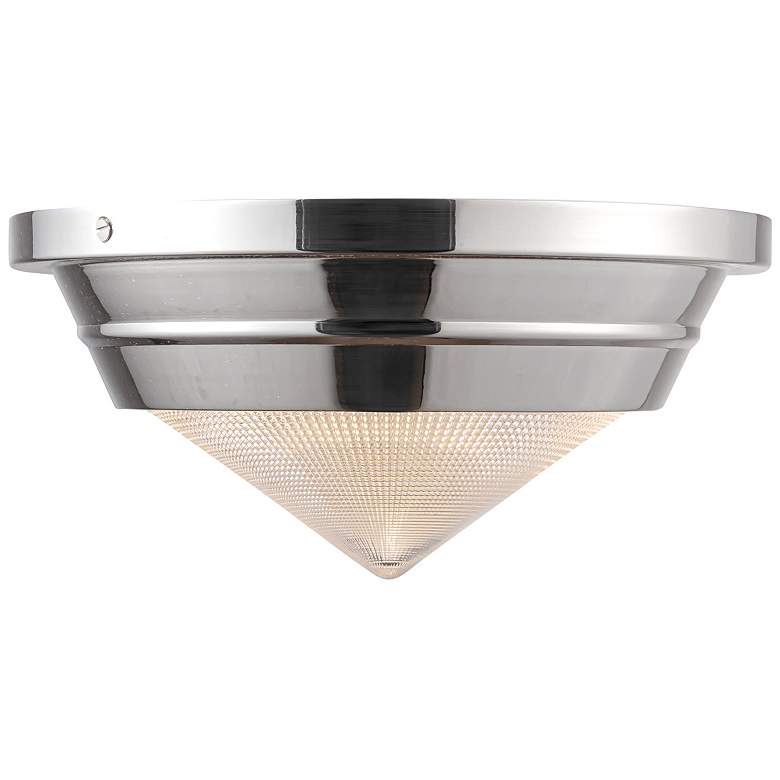 Image 1 Alora Willard E12 10-in Polished Nickel/Prismatic Glass Flush Mount