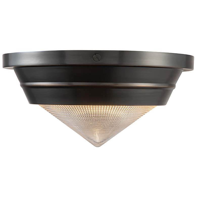 Image 1 Alora Willard E12 10-in Urban Bronze/Prismatic Glass Flush Mount