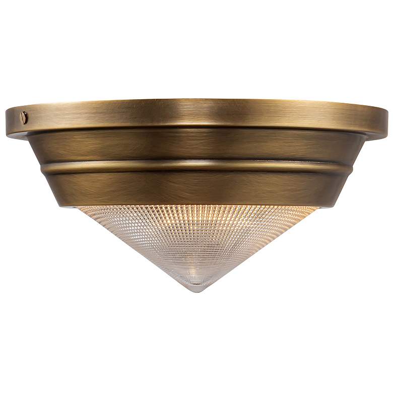 Image 1 Alora Willard E12 10-in Vintage Brass/Prismatic Glass Flush Mount