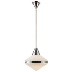 Alora Willard E26 14-in Polished Nickel/Opal Matte Glass Pendant