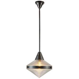 Image1 of Alora Willard E26 14-in Urban Bronze/Prismatic Glass Pendant