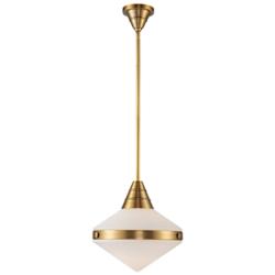 Alora Willard E26 14-in Vintage Brass/Opal Matte Glass Pendant