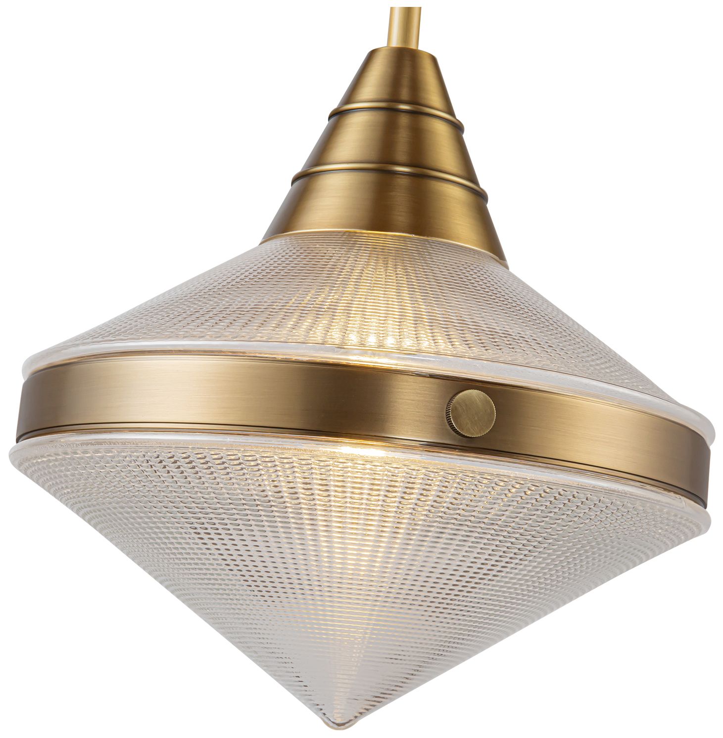 Image 2 Alora Willard E26 14-in Vintage Brass/Prismatic Glass Pendant more views