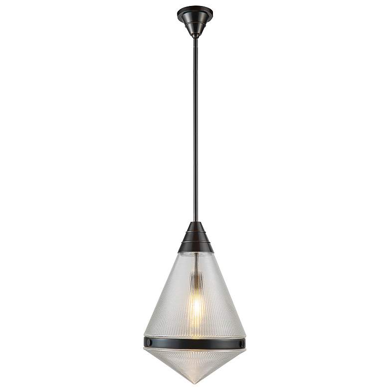 Image 1 Alora Willard E26 22-in Urban Bronze/Prismatic Glass Pendant