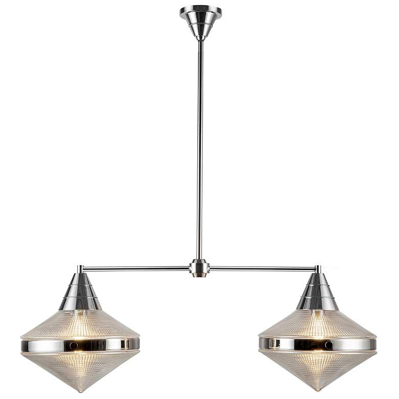 Image 1 Alora Willard E26 41-in Polished Nickel/Prismatic Glass Linear Pendant