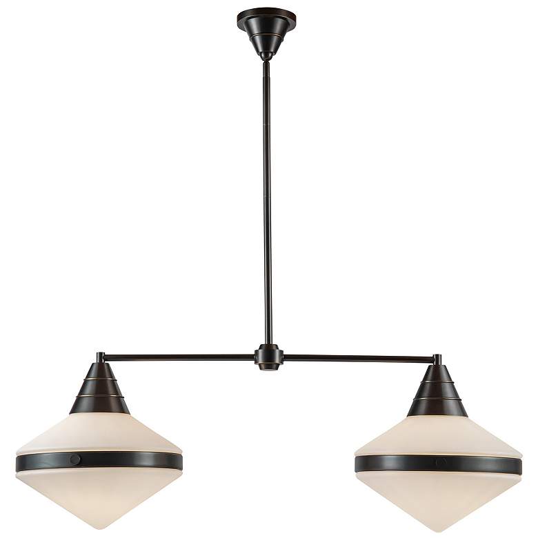 Image 1 Alora Willard E26 41-in Urban Bronze/Opal Matte Glass Linear Pendant